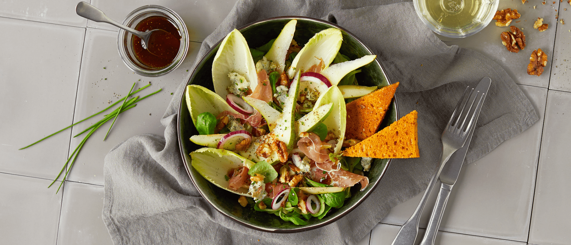 Herfstsalade met peer en roquefort